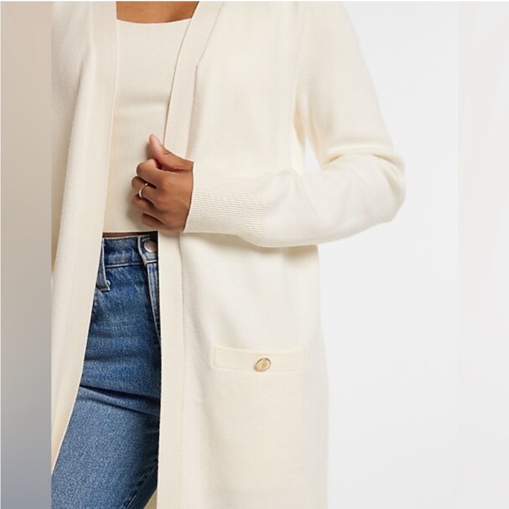 Express Padded Shoulder Button Pocket Cardigan - image 5